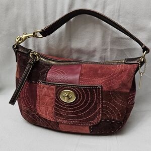 Coach Small Patchwork Suede Ergo Burgundy